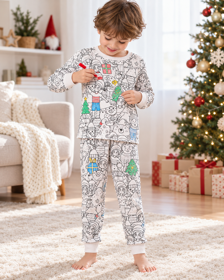 Christmas Colorable Bamboo Two Piece Pyjamas Set