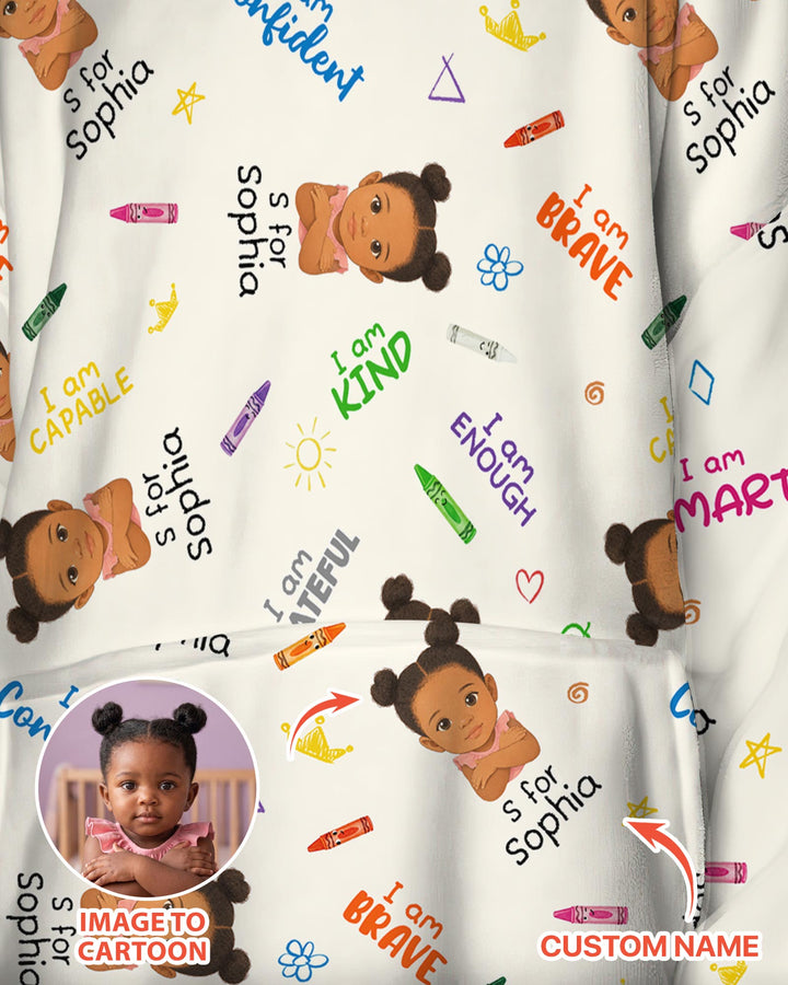 Kids Affirmations Custom  Bamboo Blanket Hoodie