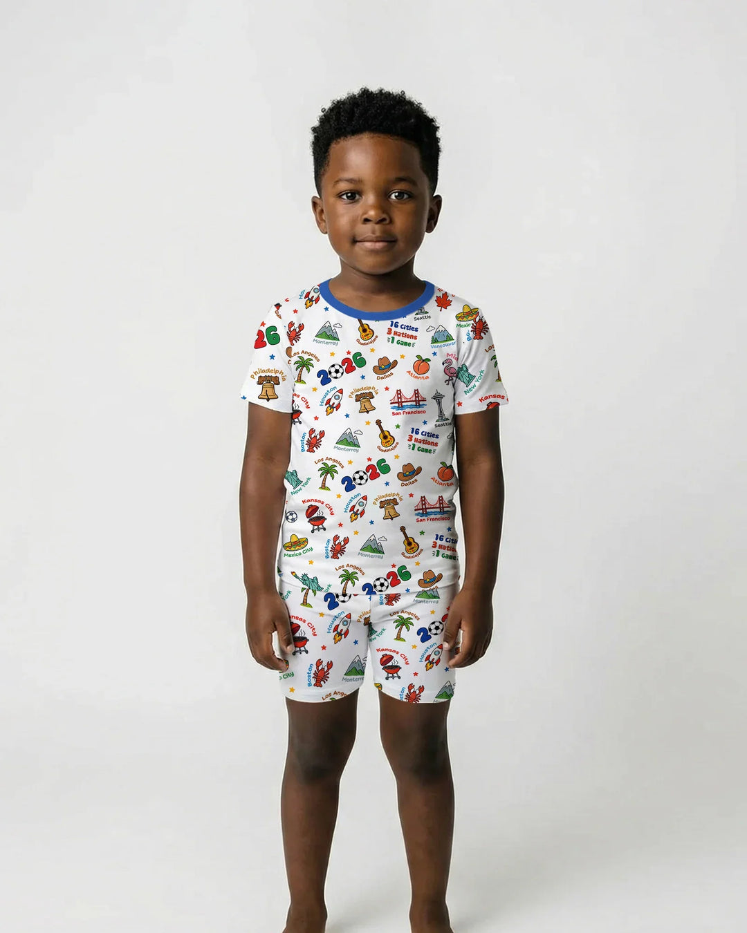Soccer Cup Host Cities 2026 Bamboo Two Piece Short Sleeve Shorts Pajama Set