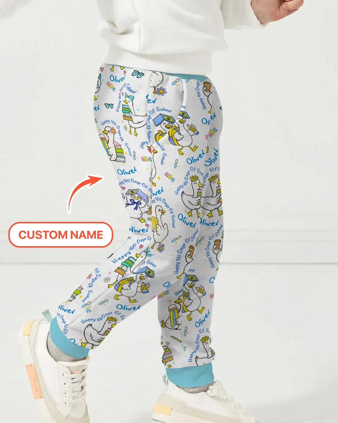 Custom Name Goose Happy 100 Days Of School Bamboo Jogger