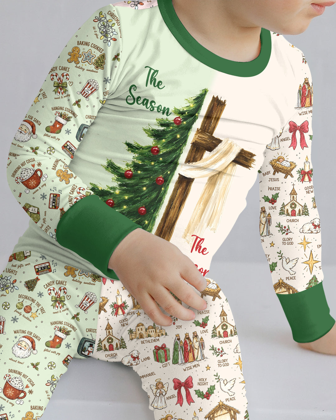 Jesus Is The Reason For The Season Family Matching Bamboo Two Piece Long Sleeve Pajama Set