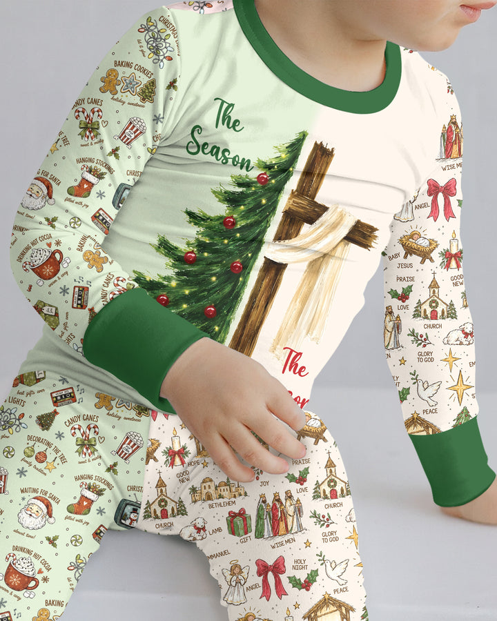 Jesus Is The Reason For The Season Family Matching Bamboo Two Piece Long Sleeve Pajama Set