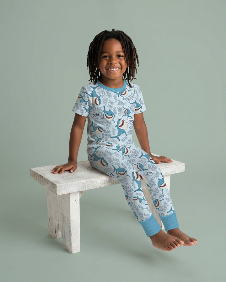 Dude Shark Bamboo Two Piece Short Sleeve Pajama Set