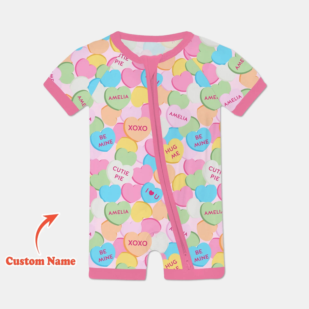 Valentine Candy Crush Family Matching Bamboo Shorty Zippy