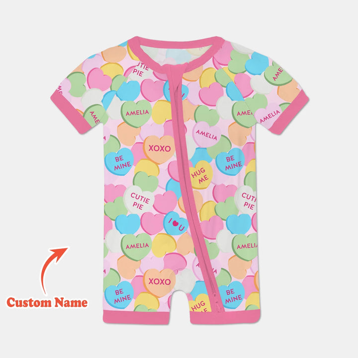 Valentine Candy Crush Family Matching Bamboo Shorty Zippy