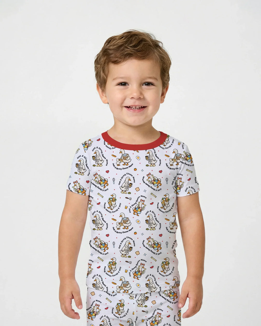 Just A String Cheese Mama Era Mommy & Me Bamboo Two Piece Short Sleeve Pajama Set