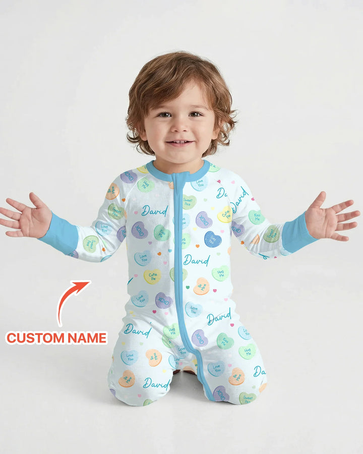 Custom Name Colorful Candy Hearts Family Matching Bamboo Convertible Zippy