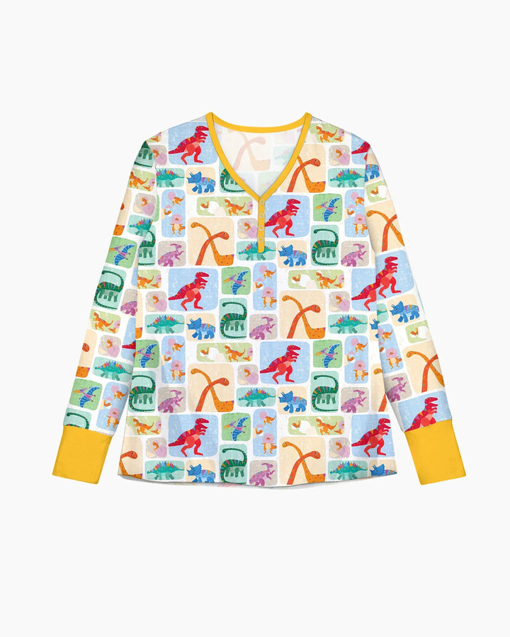 Rainbow Dino Friends Family Matching Bamboo Women Pajama Set