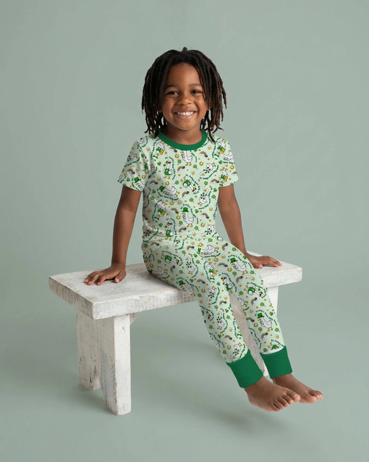 St. Patrick's Day Silly Goose Bamboo Two Piece Short Sleeve Pajama Set