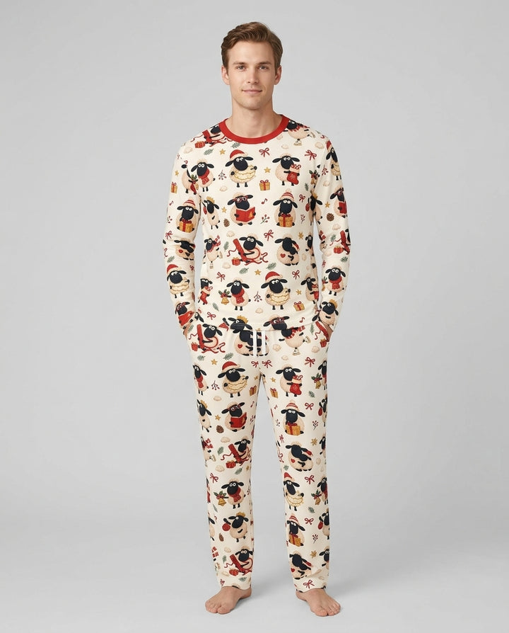 Festive Holiday Sheep Bamboo Men's Pajama Set