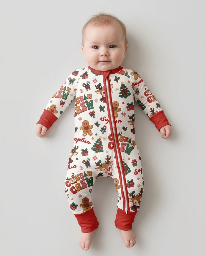Personalized Christmas Cousin Crew Bamboo Convertible Zippy