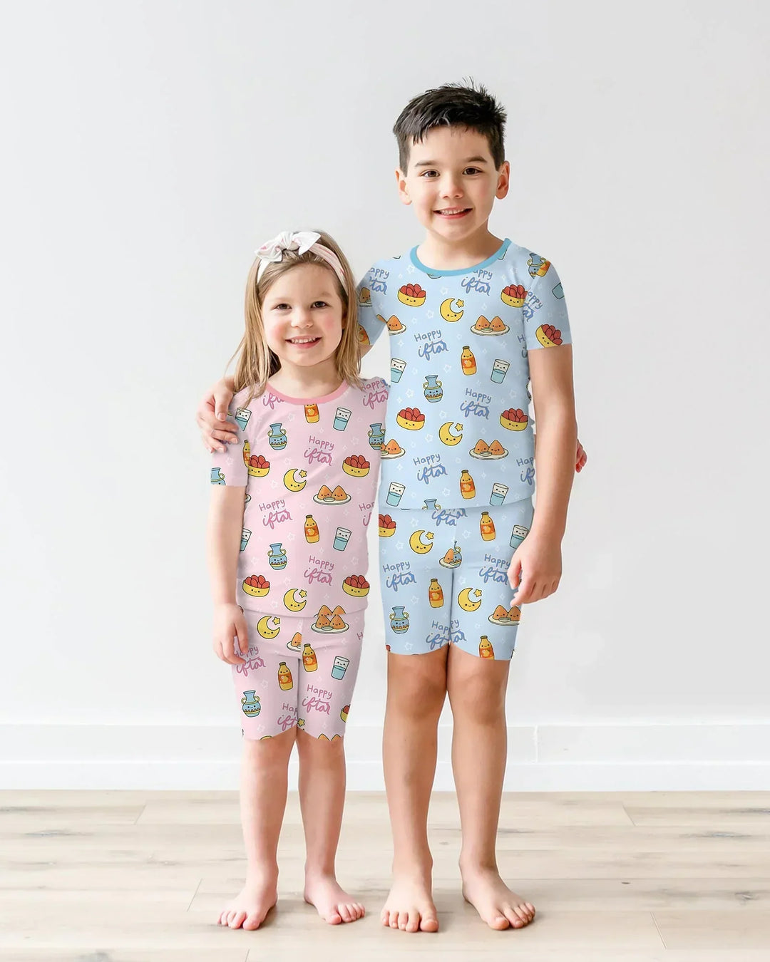Iftar Party Bamboo Two Piece Short Sleeve Shorts Pajama Set