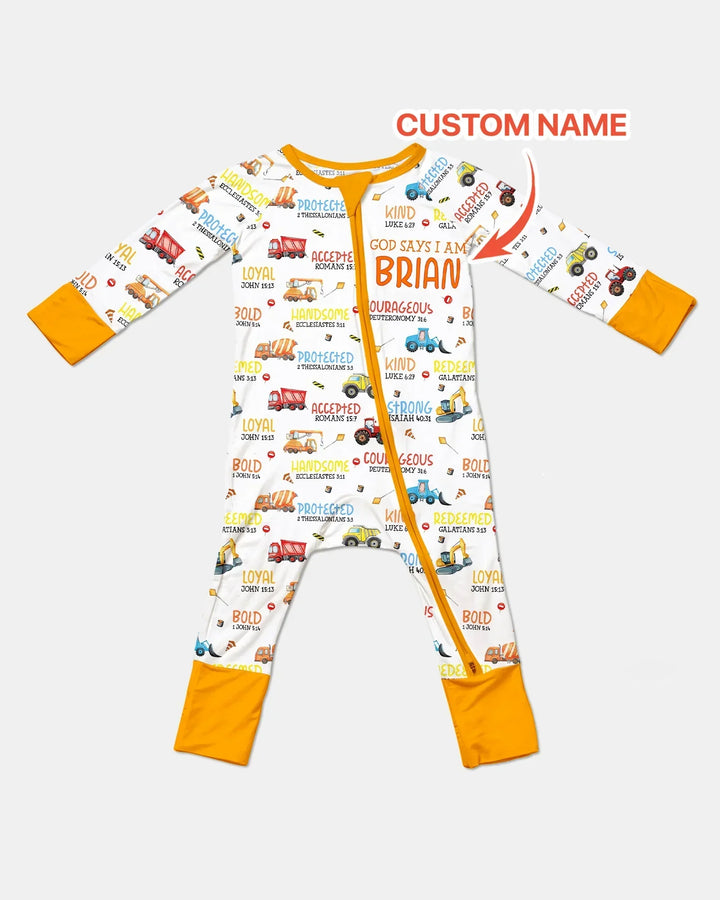 Personalized God Says I Am Little Builder Bamboo Convertible Zippy