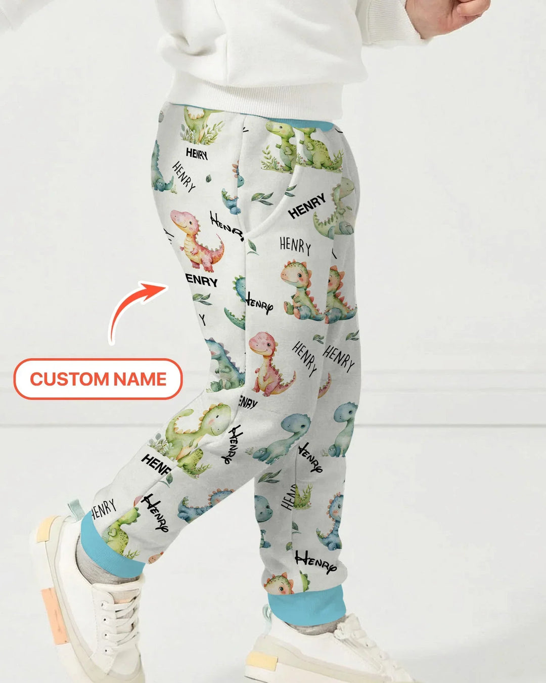 Dinosaur Custom Name Bamboo Jogger