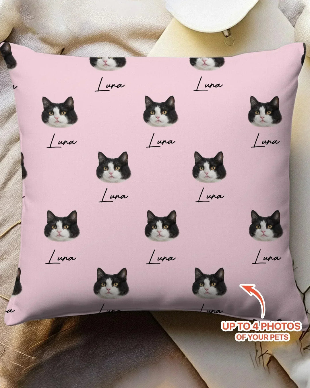 Custom Name and Pet Photos Bamboo Pillow Case