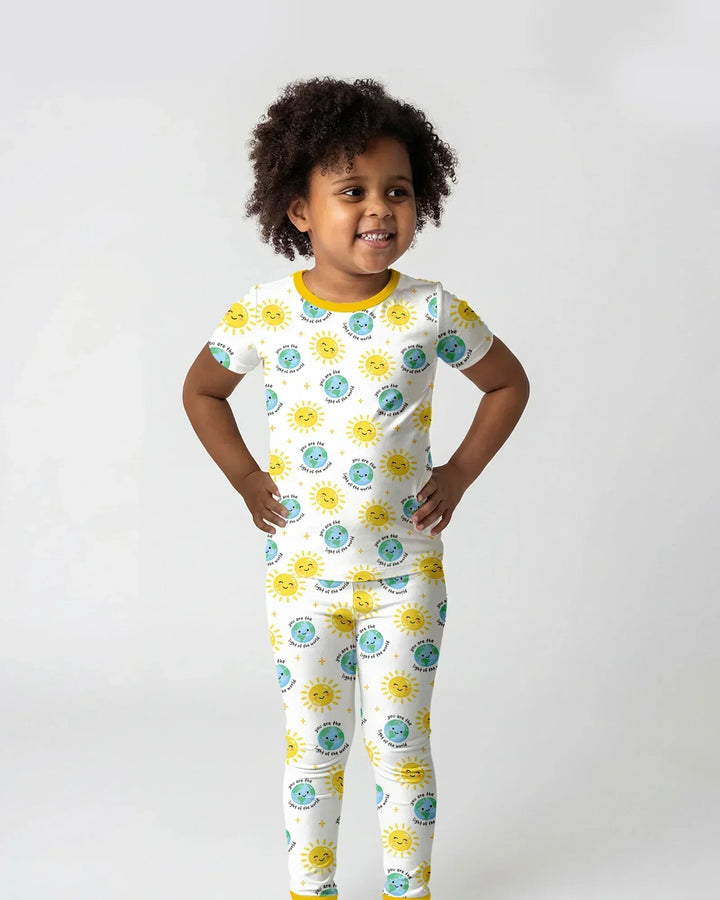 Matthew 5:14 Light of the World Bamboo Two Piece Short Sleeve Pajama Set