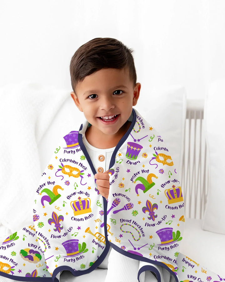 Mardi Gras Family Matching Toddler Bamboo Blanket