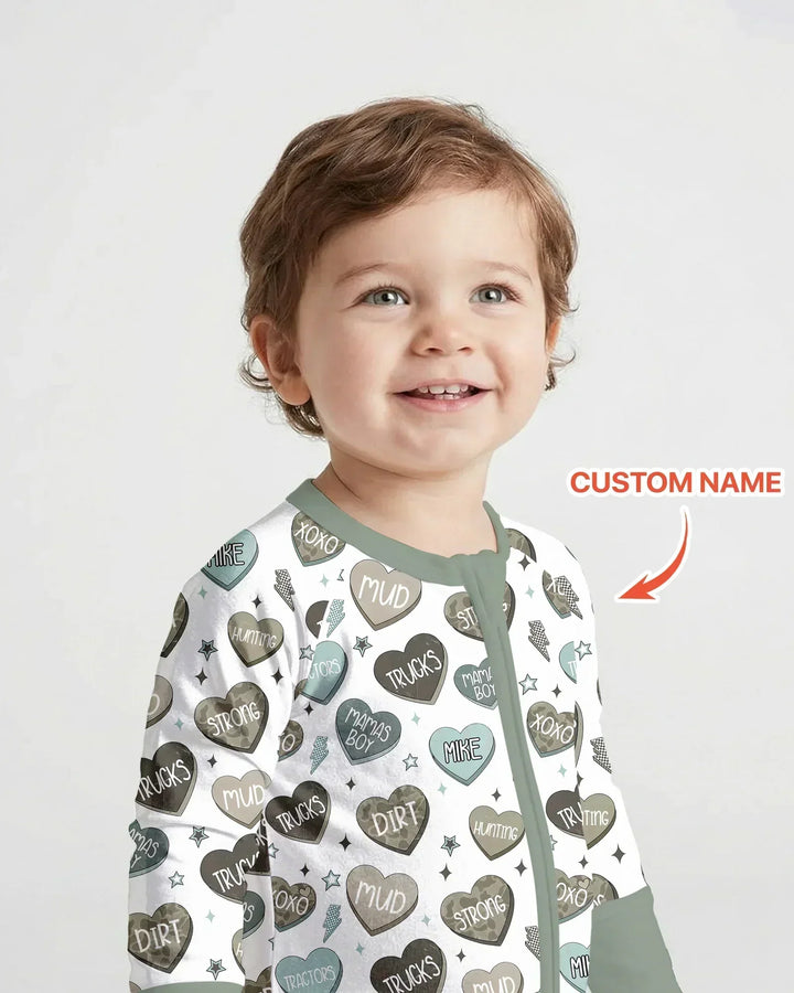 Personalized Camo Candy Hearts Bamboo Convertible Zippy