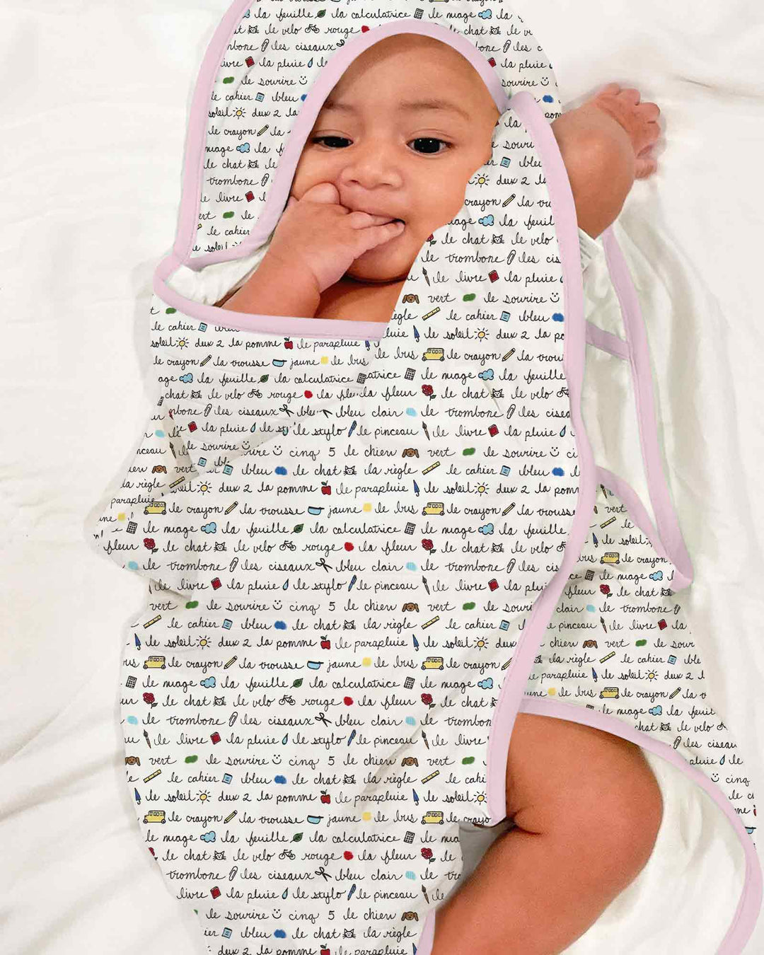 French Classroom Notes Hooded Bamboo Towel Set