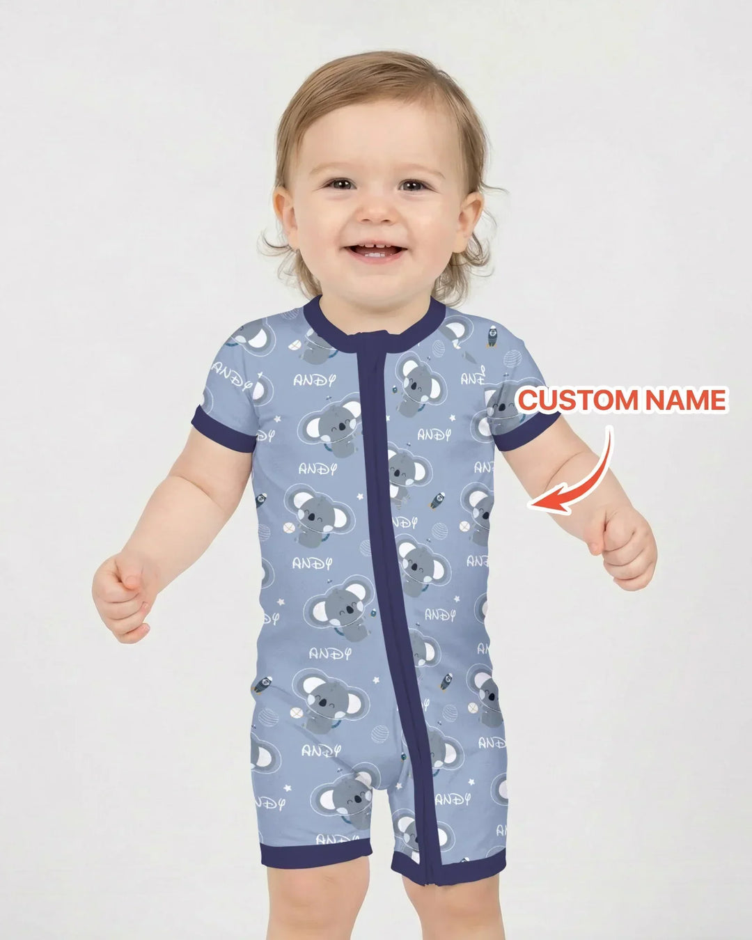 Custom Name Cosmic Koala Bamboo Shorty Zippy