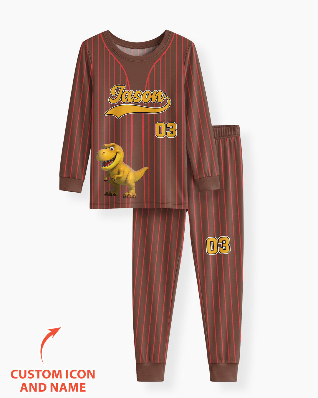 Kid Cartoon Dinosaurus Vehicles Bamboo Two Piece Long Sleeve Pajama Set
