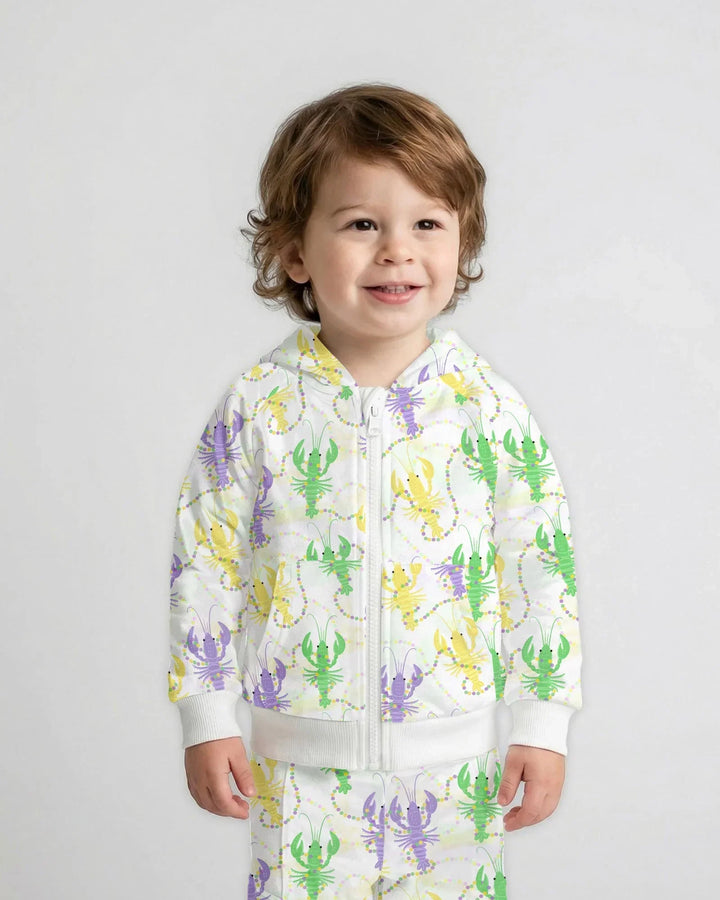 Mardi Gras Crawfish Family Matching Bamboo Zip Hoodie