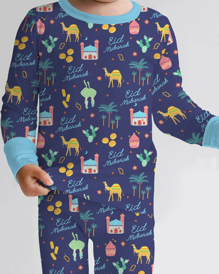 Eid Mubarak Matching Family Bamboo Two Piece Long Sleeve Pajama Set