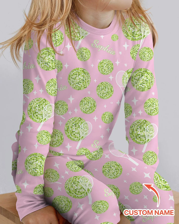 Tennis Disco Girl Party Matching Bamboo Two Piece Long Sleeve Pajama Set