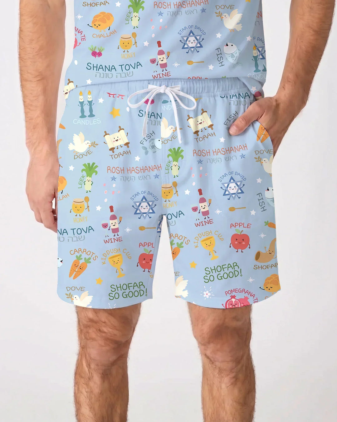 Family Rosh Hashanah Matching Bamboo Men Short Sleeve Short Pajama Set
