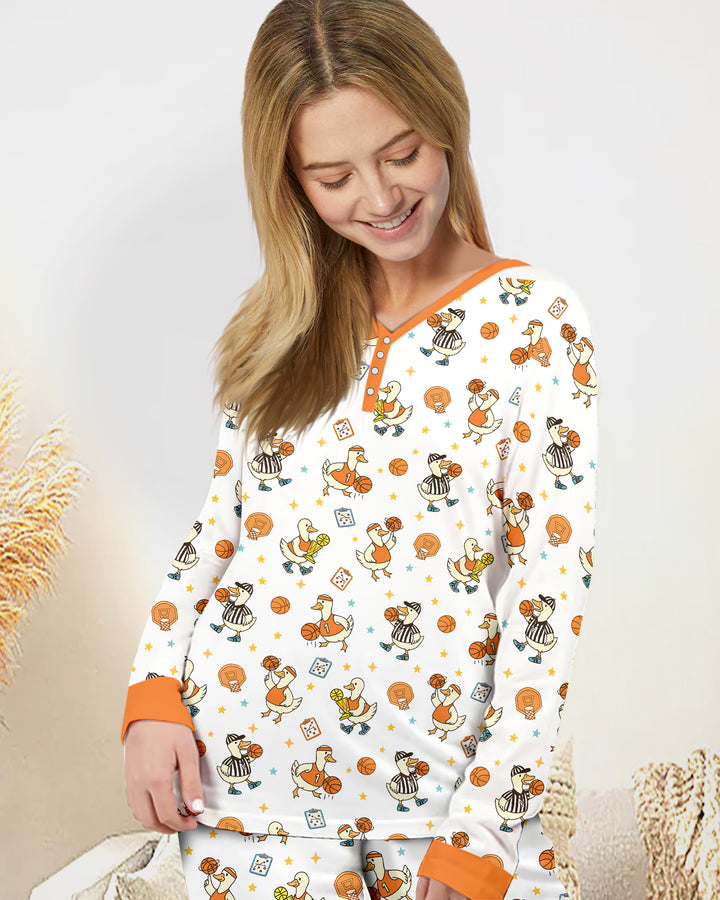 Silly Goose Playing Basketball Bamboo Women Pajama Set