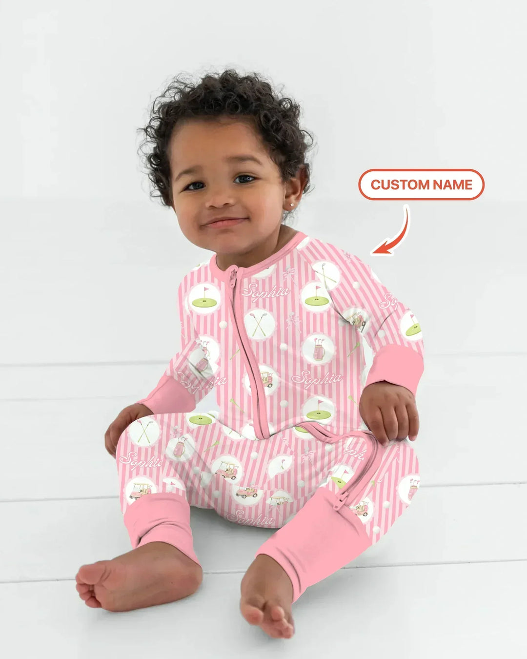 Custom Name Pink Golf Girl Bamboo Convertible Zippy
