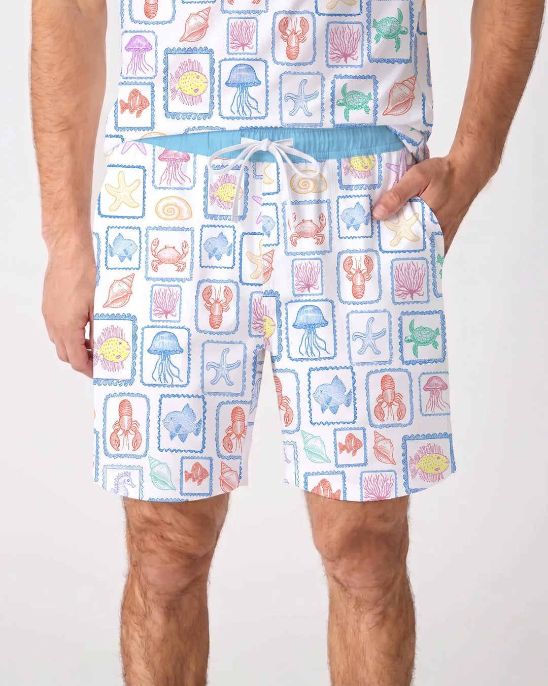 Coastal Treasures Family Matching Bamboo Men Short Sleeve Short Pajama Set