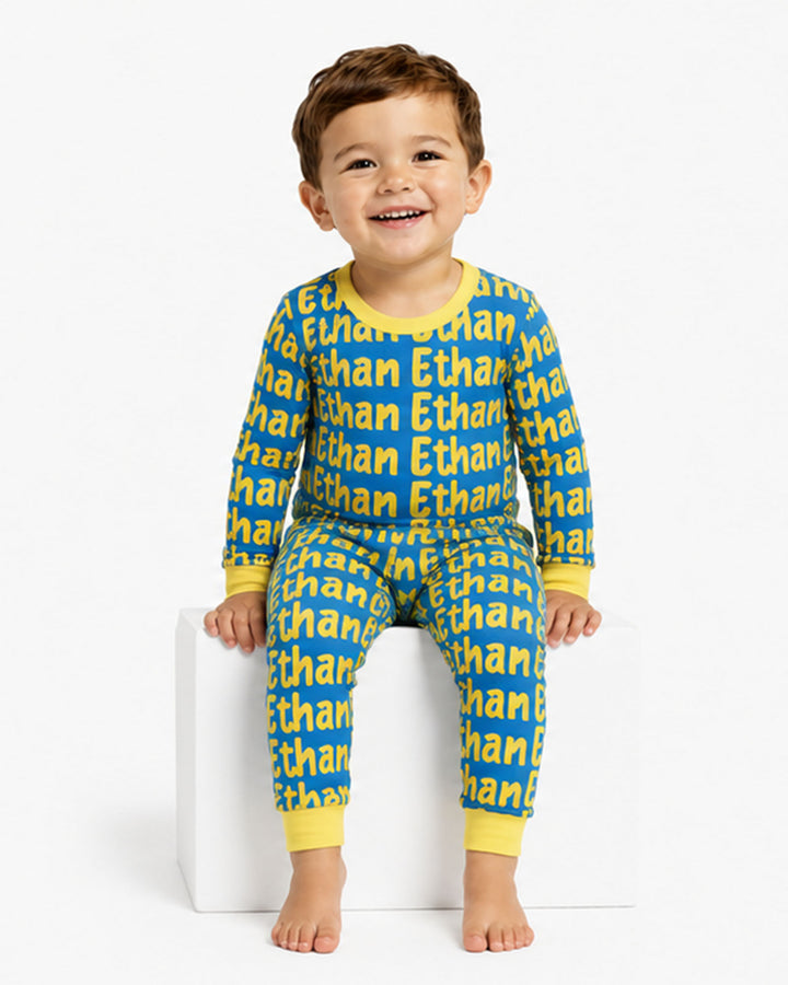 Little Letters Bamboo Two Piece Long Sleeve Pajama Set Bamboo Two Piece Long Sleeve Pajama Set