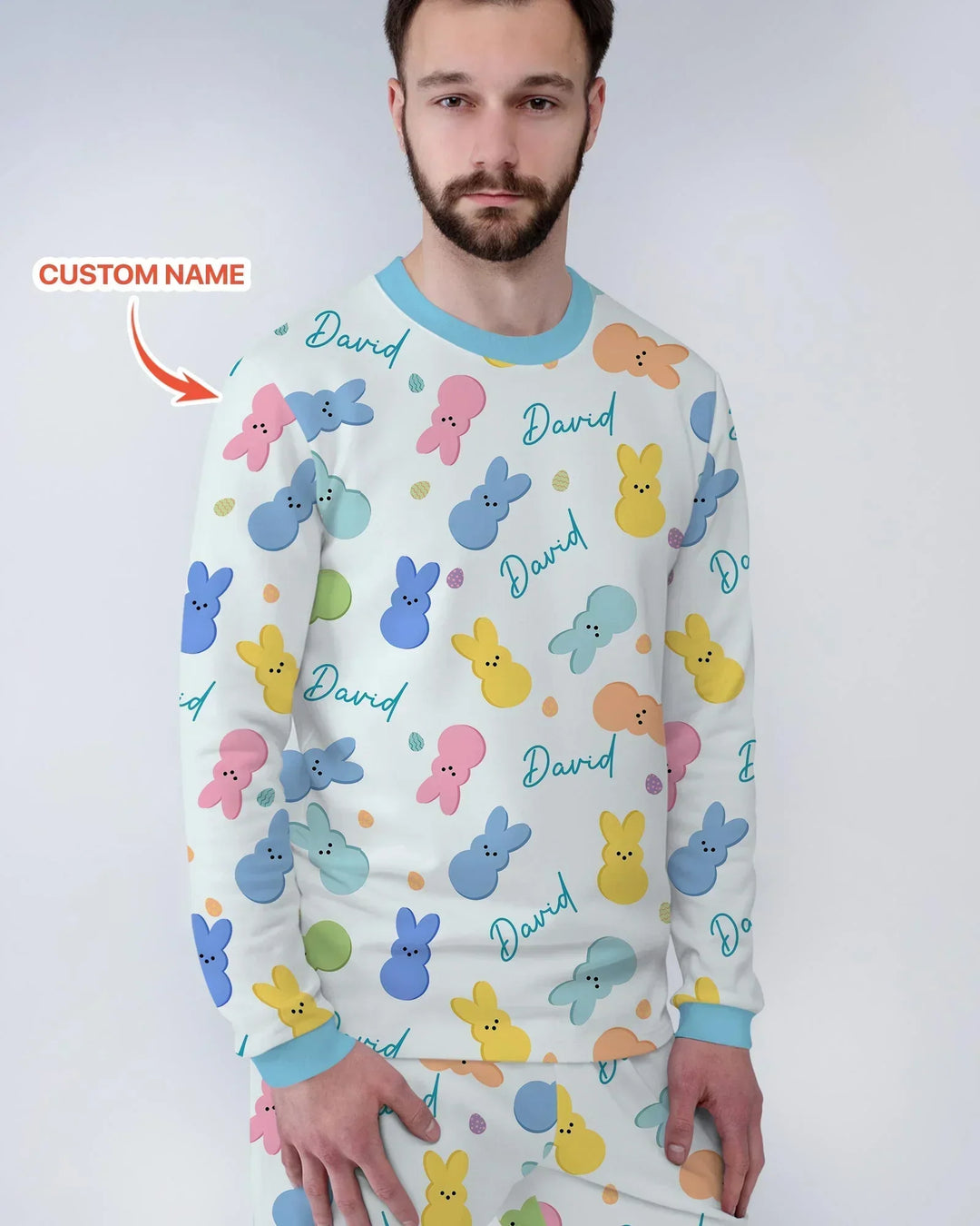 Personalized Easter Bunnies Family Matching Bamboo Men's Pajama Set