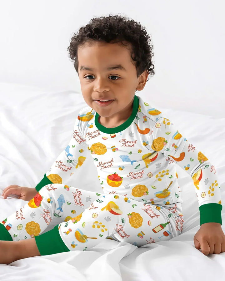 Shanah Tovah Family Matching Bamboo Two Piece Long Sleeve Pajama Set