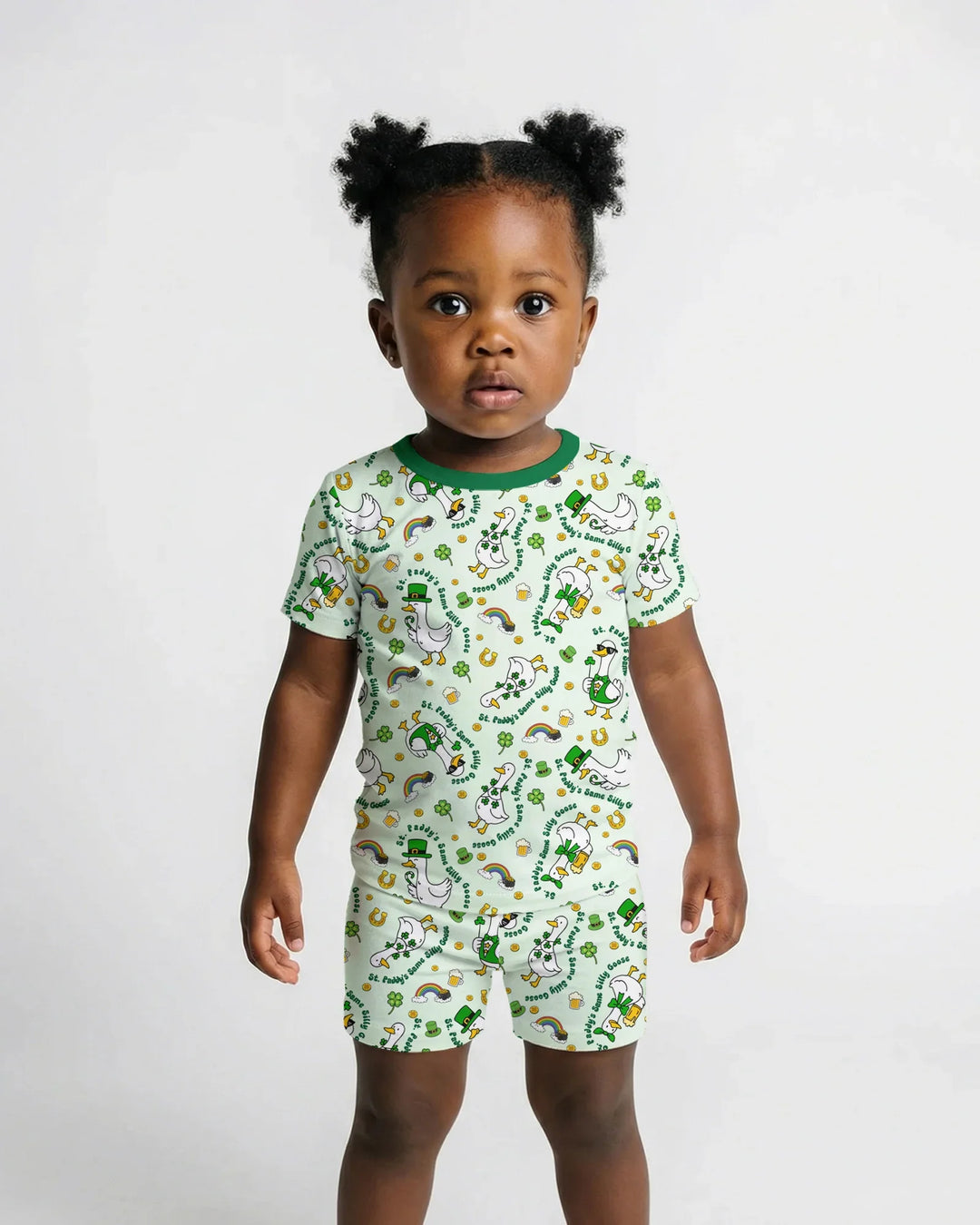 St. Patrick's Day Silly Goose Bamboo Two Piece Short Sleeve Shorts Pajama Set