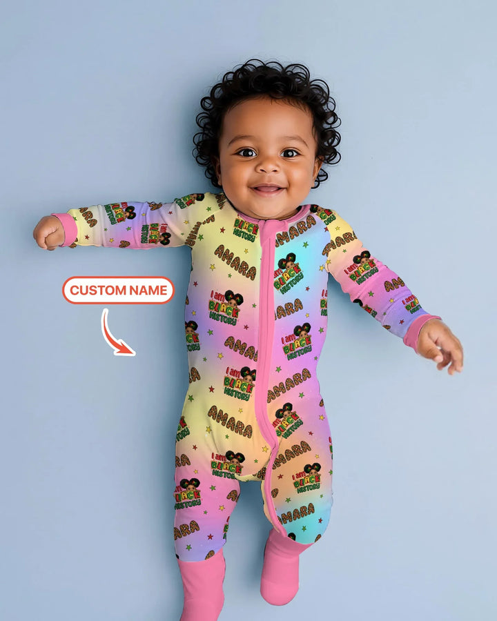 Custom Name I Am Black History Custom Bamboo Convertible Zippy