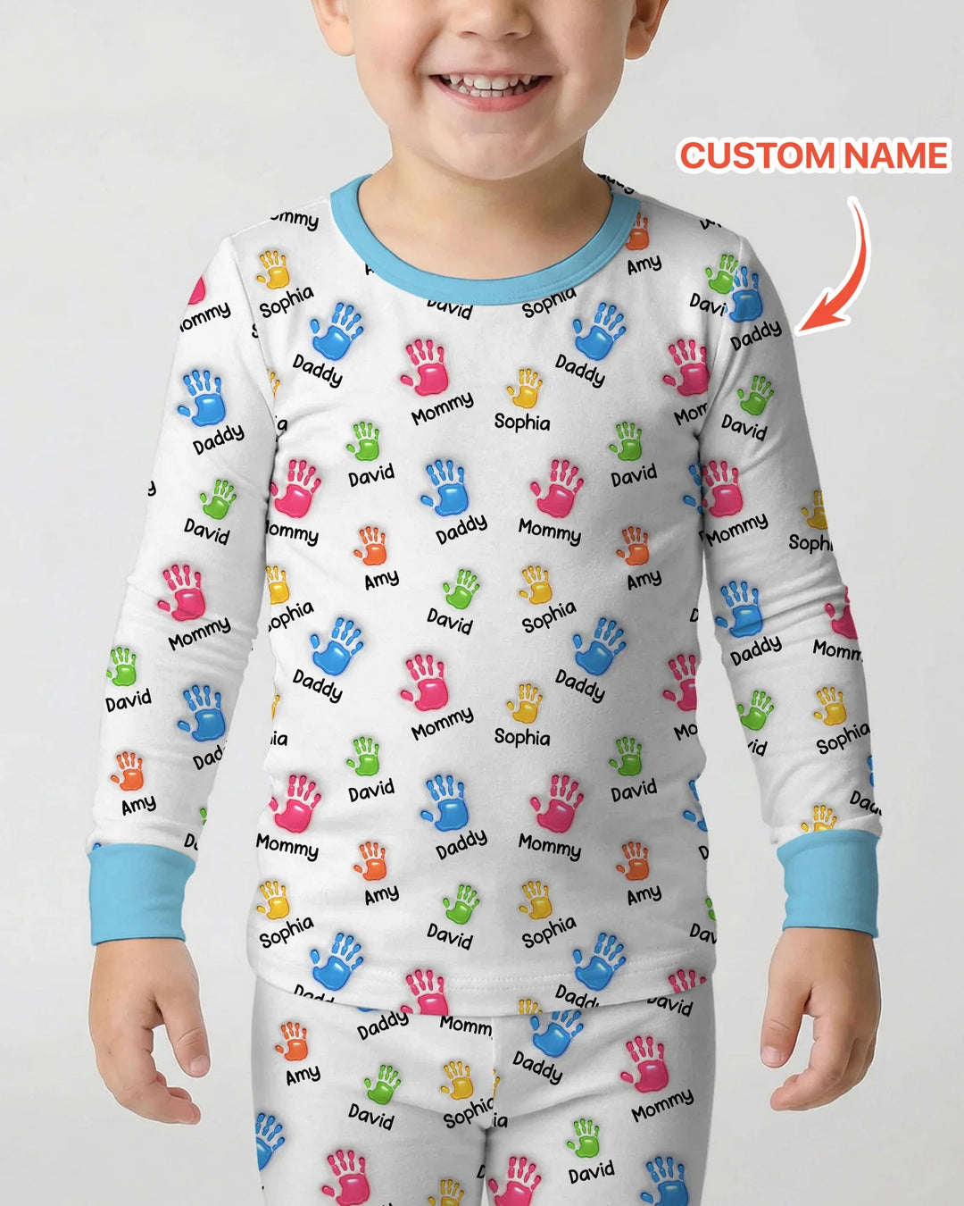 First Mother Day - Handprints Bamboo Two Piece Long Sleeve Pajama Set
