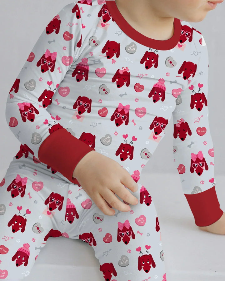 Dachshund Is My Valentine Bamboo Two Piece Long Sleeve Pajama Set