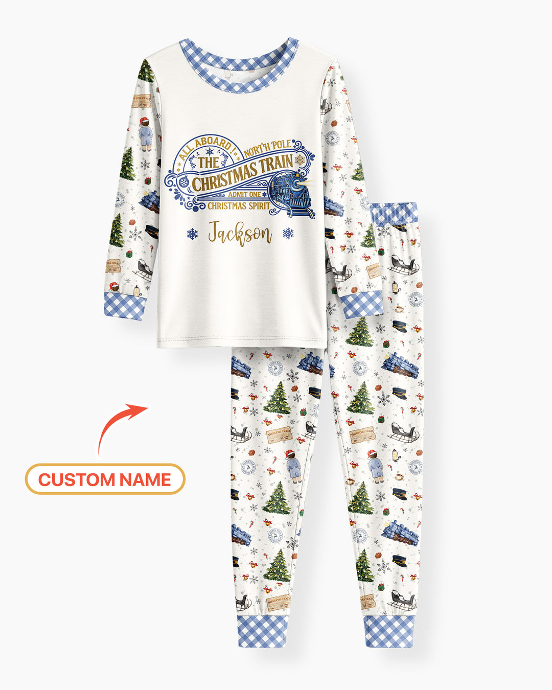 Custom Name North Pole Adventure Bamboo Two Piece Long Sleeve Pajama Set