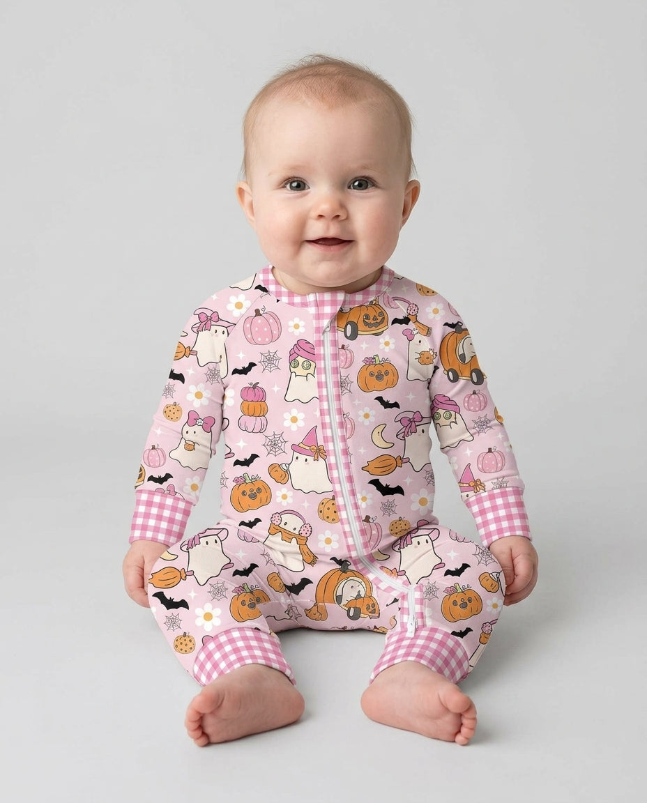 Pink Boo Patch Bamboo Convertible Zippy