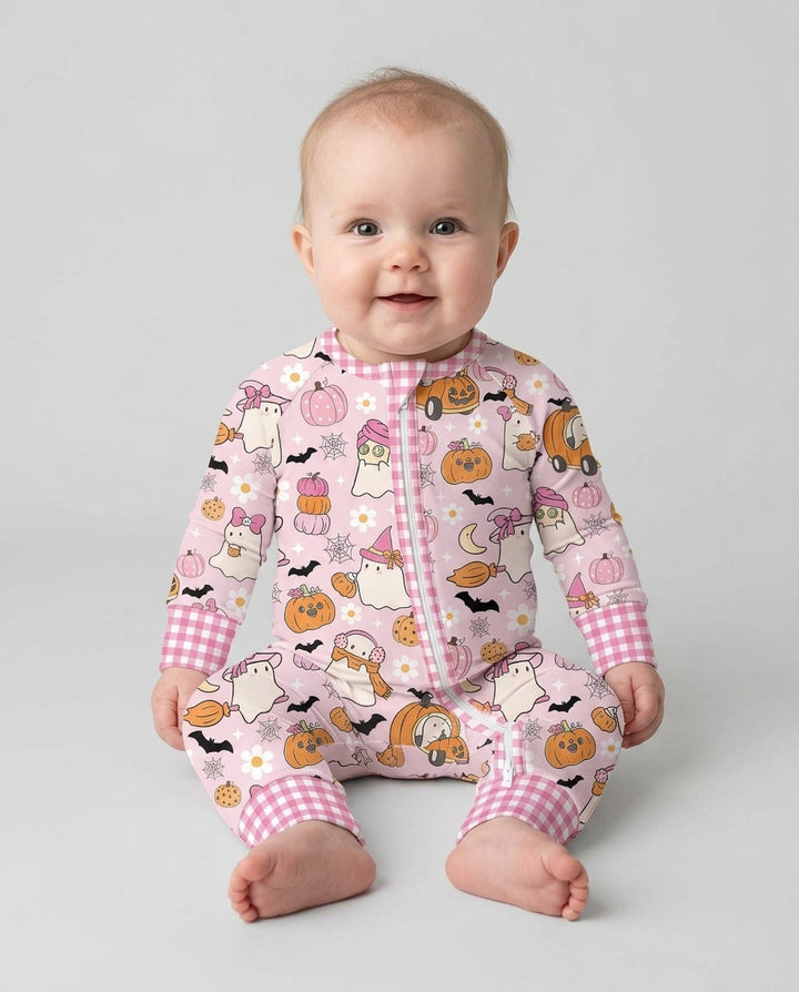 Pink Boo Patch Bamboo Convertible Zippy