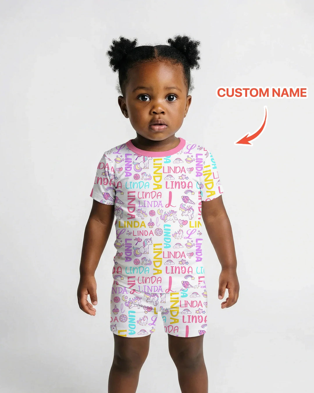 Personalized Fantasy Unicorn Word Bamboo Two Piece Short Sleeve Shorts Pajama Set