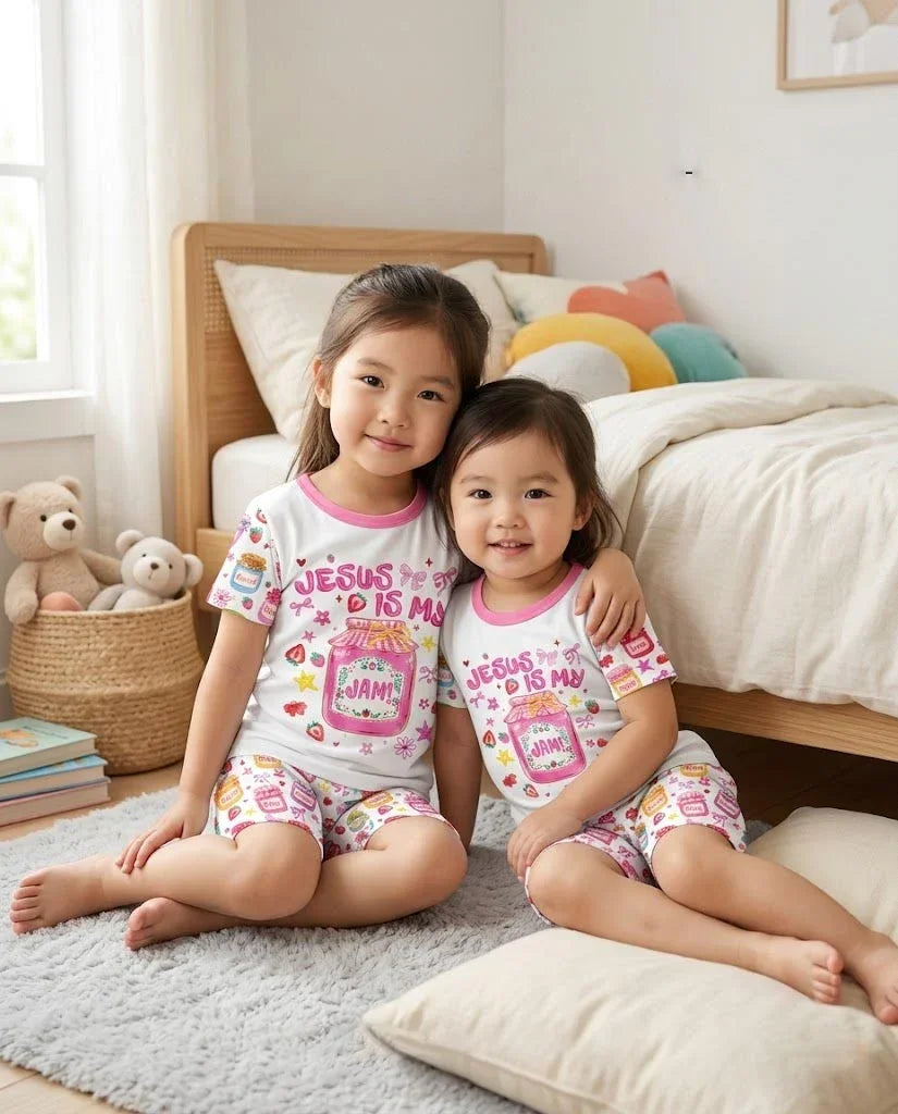 Preppy Summer Jesus Is My Jam Bamboo Two Piece Short Sleeve Shorts Pajama Set