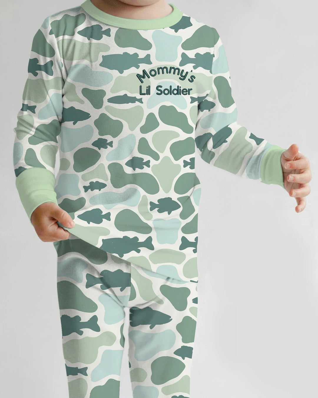 Lil Soldier Embroidered Bamboo Two Piece Long Sleeve Pajama Set