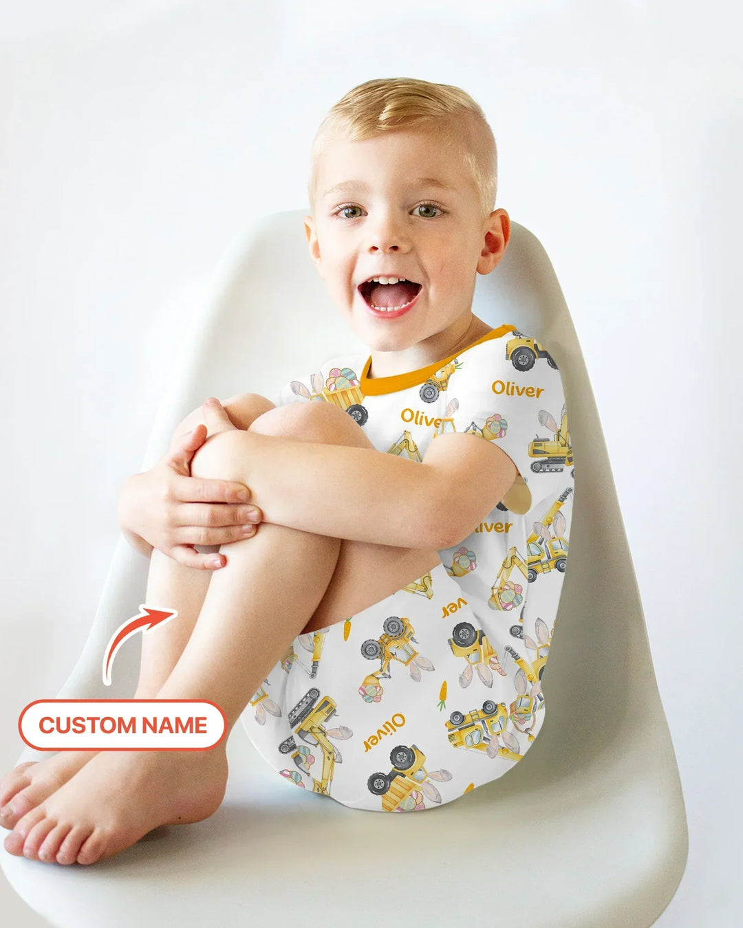 Eggs-cavator Construction Bamboo Two Piece Short Sleeve Shorts Pajama Set