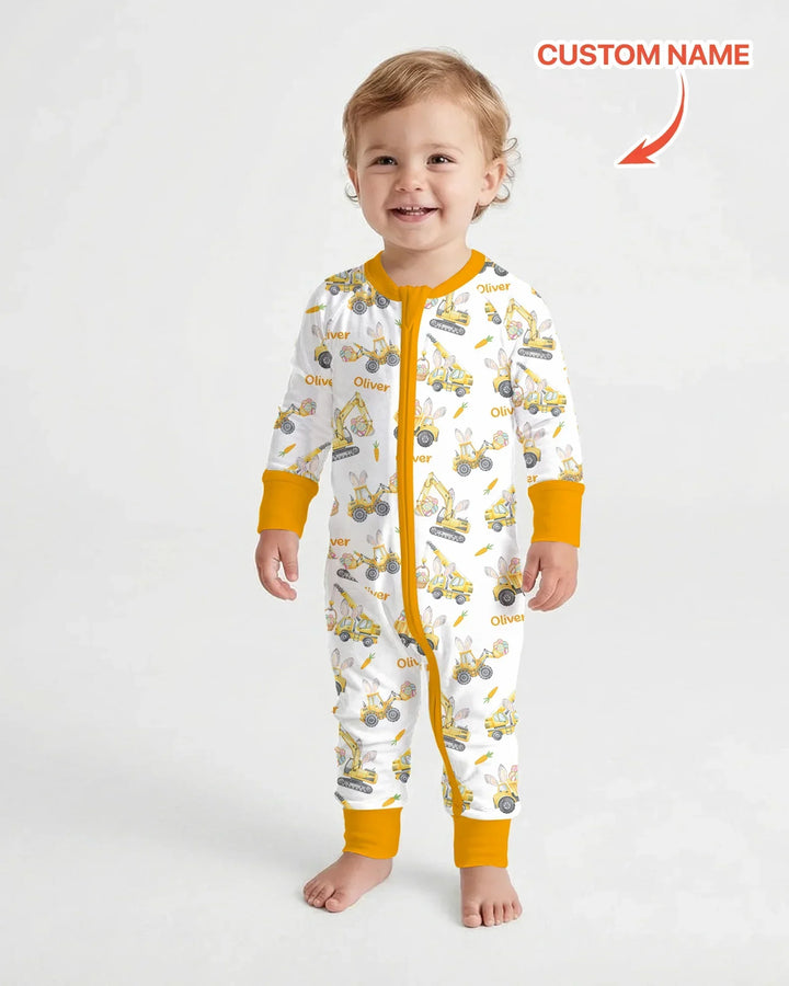 Custom name Eggs-cavator Construction Bamboo Convertible Zippy