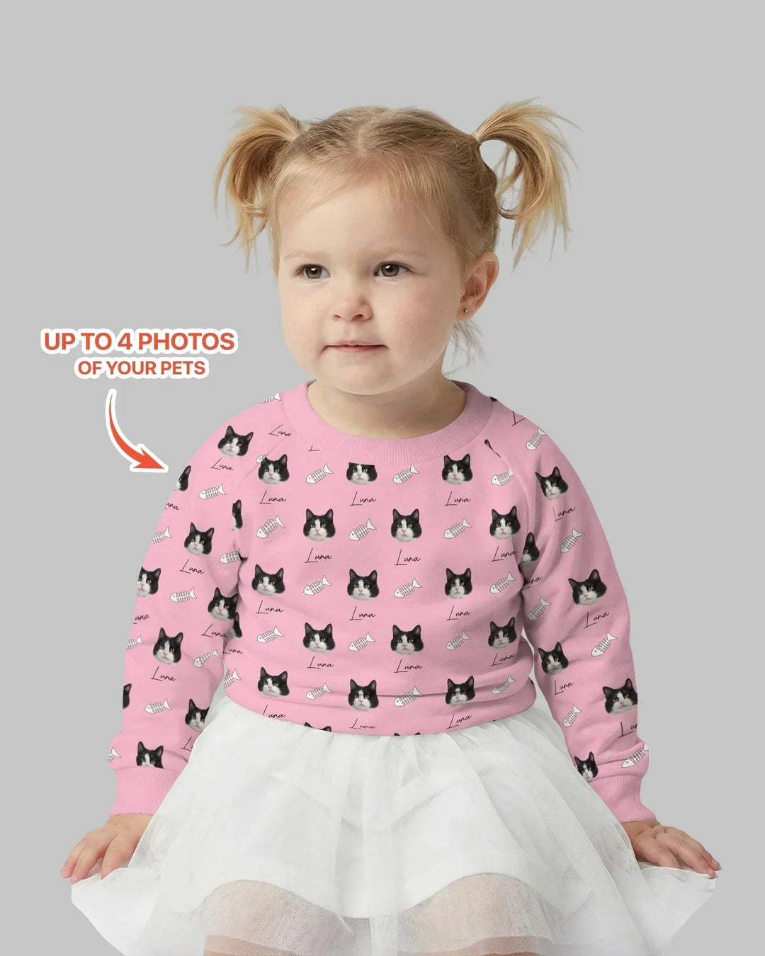 Custom Name and Pet Photos Bamboo Crewneck Sweatshirt