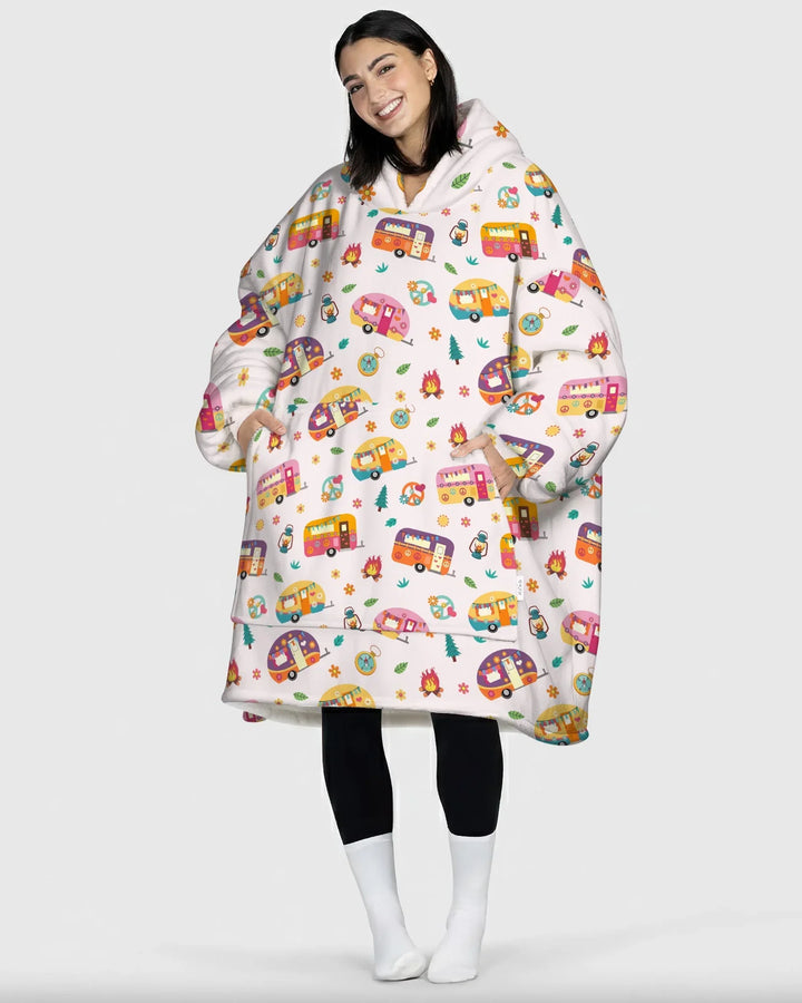 Happy Little Camper Bamboo Blanket Hoodie