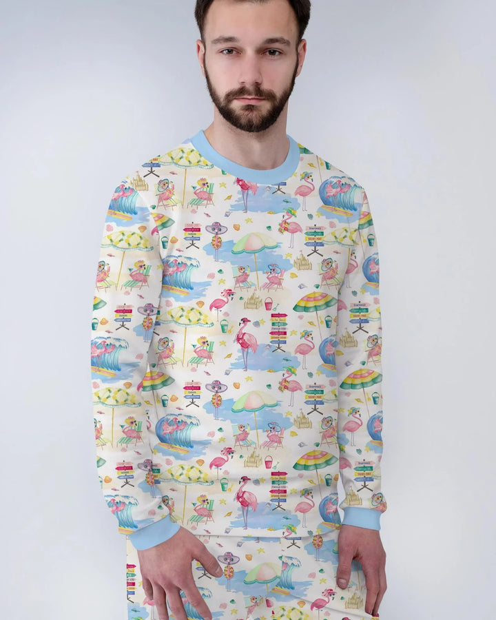 Flamingo Beach Family Matching Men's Pajama Set